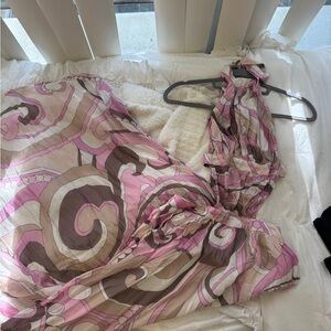 Elegant Pink and Brown Maxi Dress